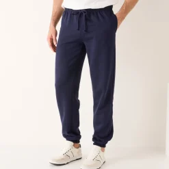 Joggingbroek in molton met elastische pijponderkanten