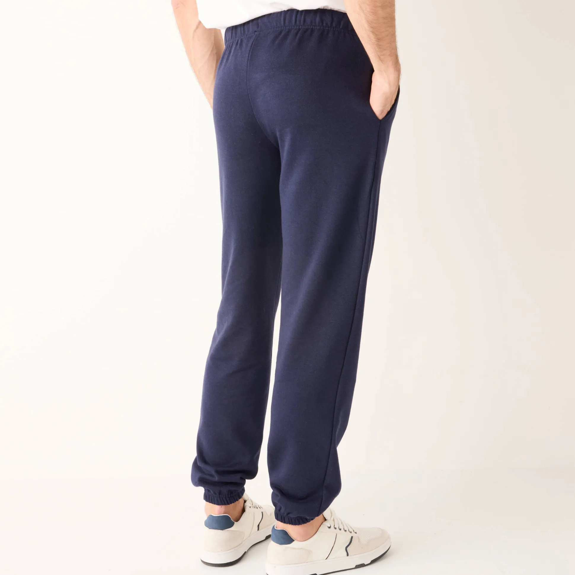 Joggingbroek in molton met elastische pijponderkanten