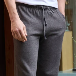 Joggingbroek in molton met elastische pijponderkanten
