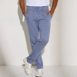 Joggingbroek in molton met rechte pijponderkanten