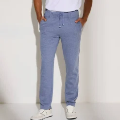 Joggingbroek in molton met rechte pijponderkanten