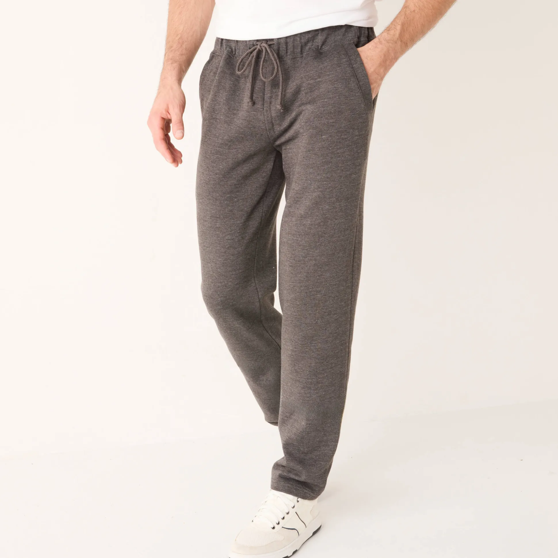 Joggingbroek in molton met rechte pijponderkanten