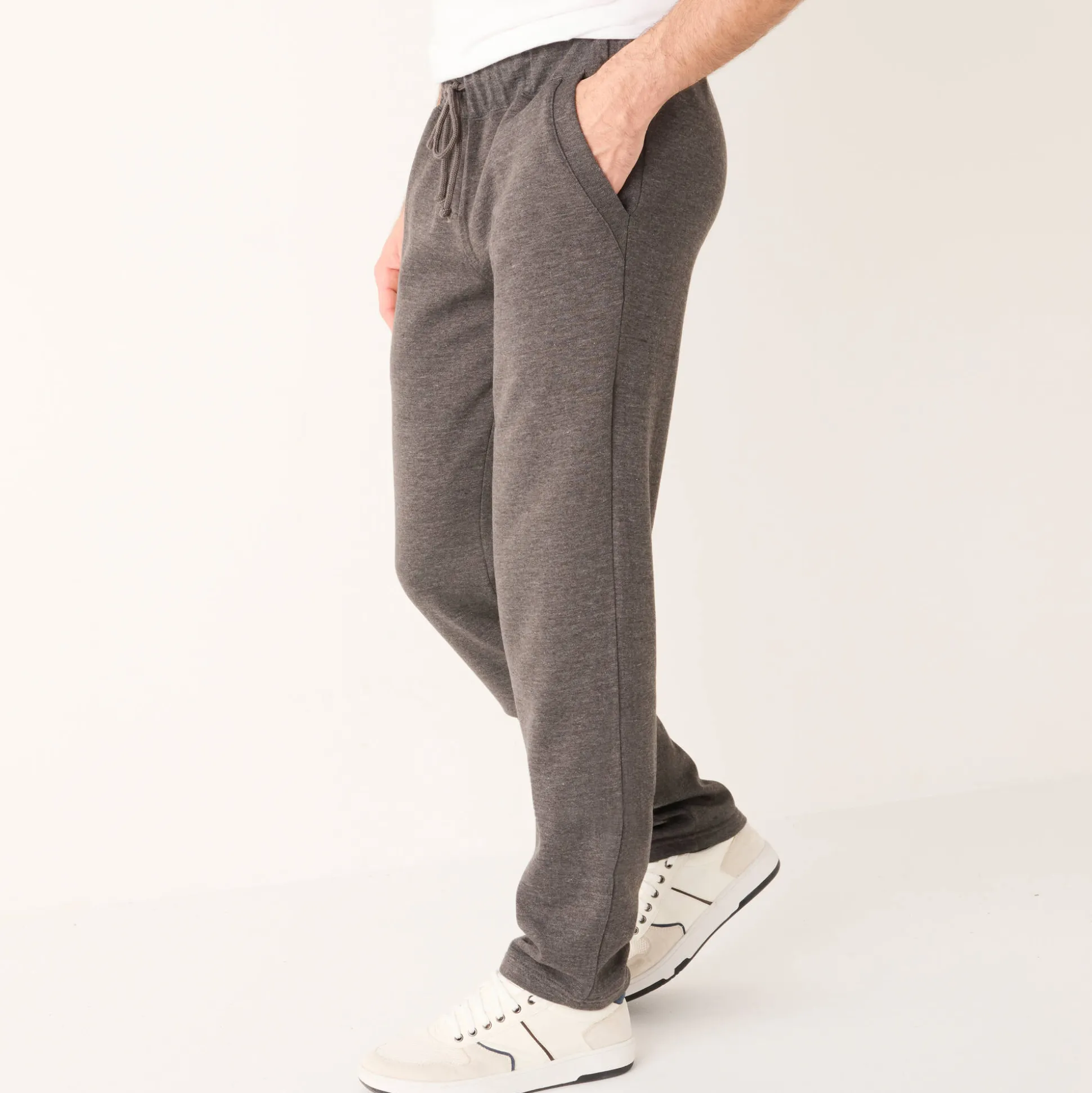 Joggingbroek in molton met rechte pijponderkanten