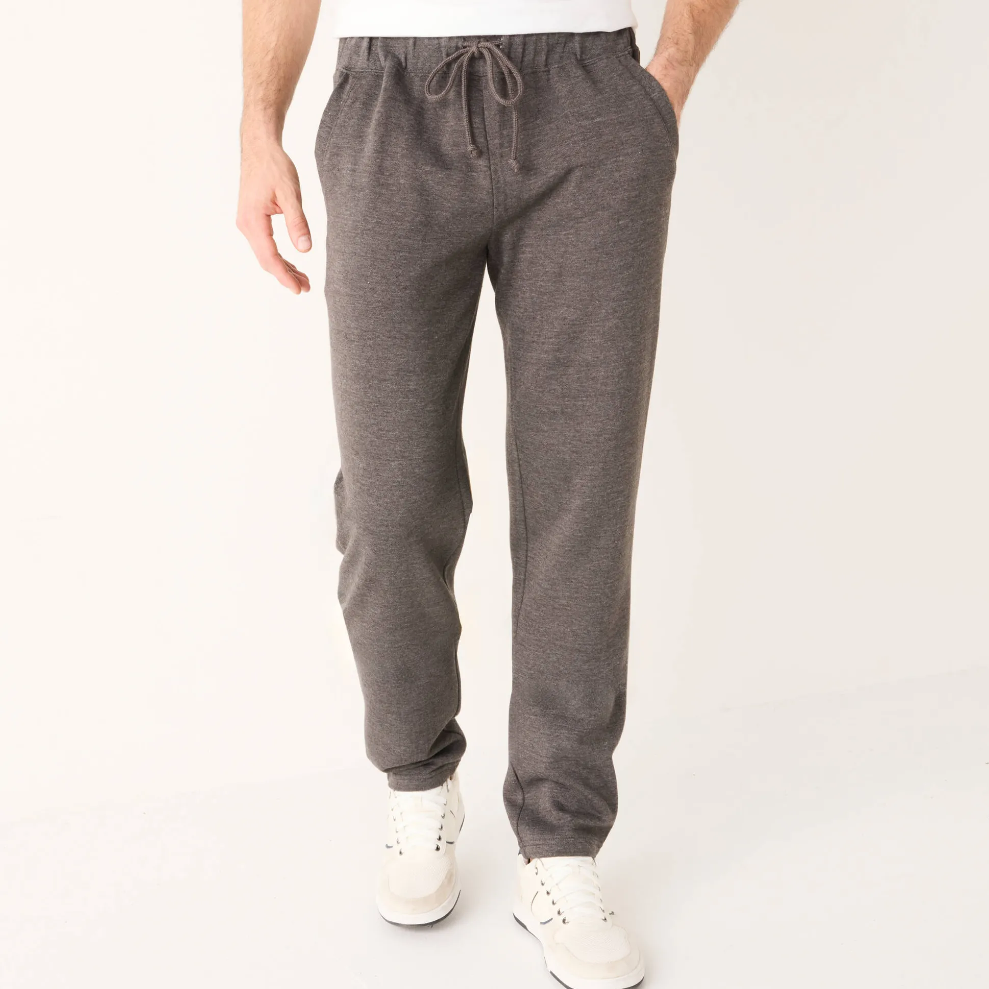 Joggingbroek in molton met rechte pijponderkanten