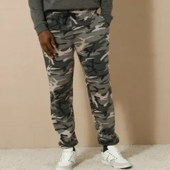 Joggingbroek in molton met elastische pijponderkanten
