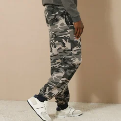 Joggingbroek in molton met elastische pijponderkanten
