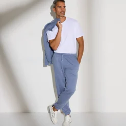 Joggingbroek in molton met elastische pijponderkanten