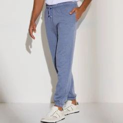 Joggingbroek in molton met elastische pijponderkanten