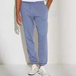Joggingbroek in molton met elastische pijponderkanten