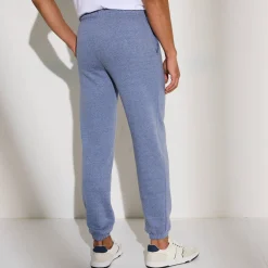 Joggingbroek in molton met elastische pijponderkanten