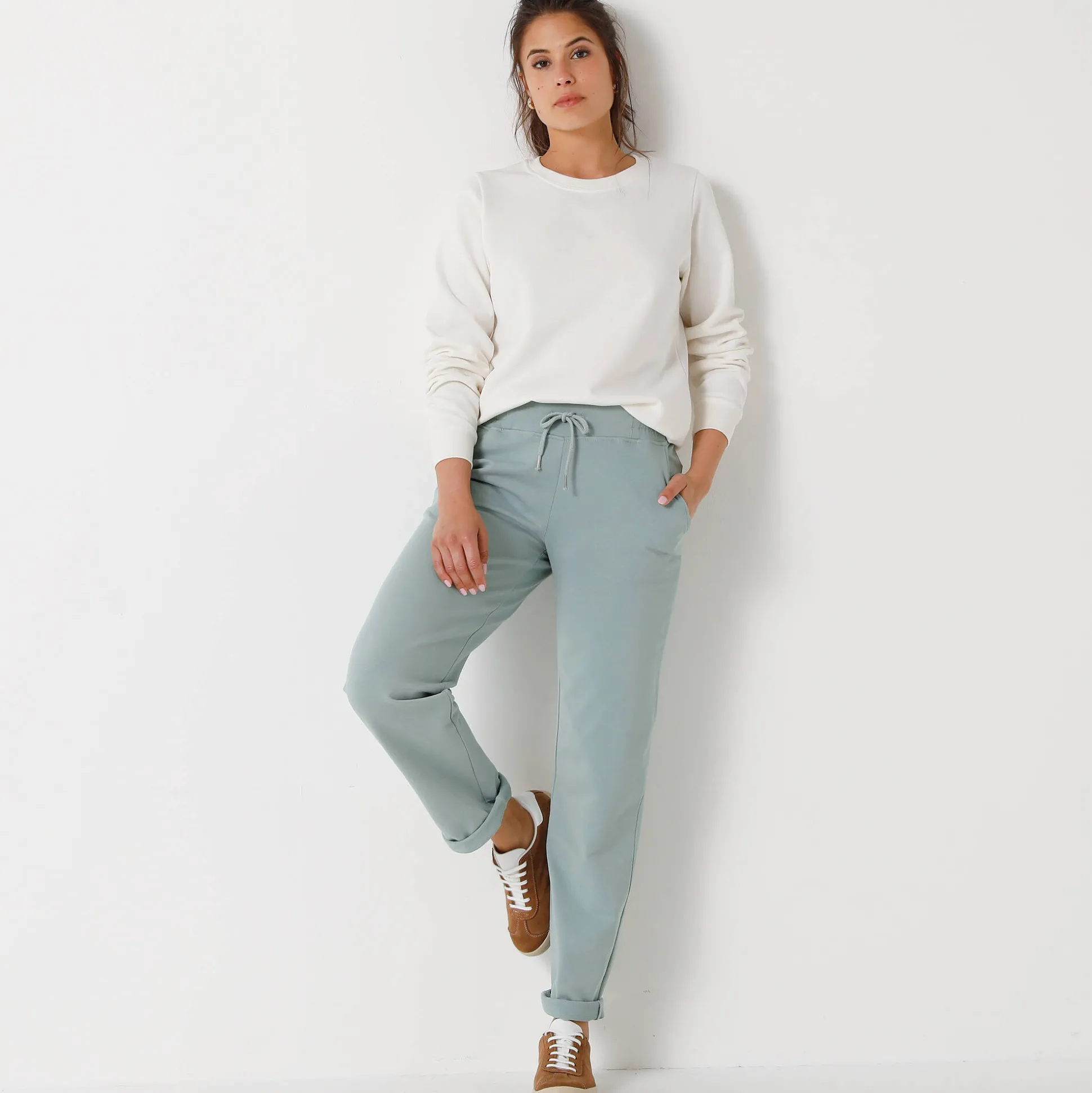 Joggpant in molton met elastische taille
