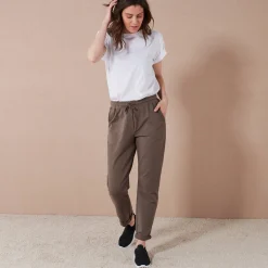 Joggpant in molton met elastische taille