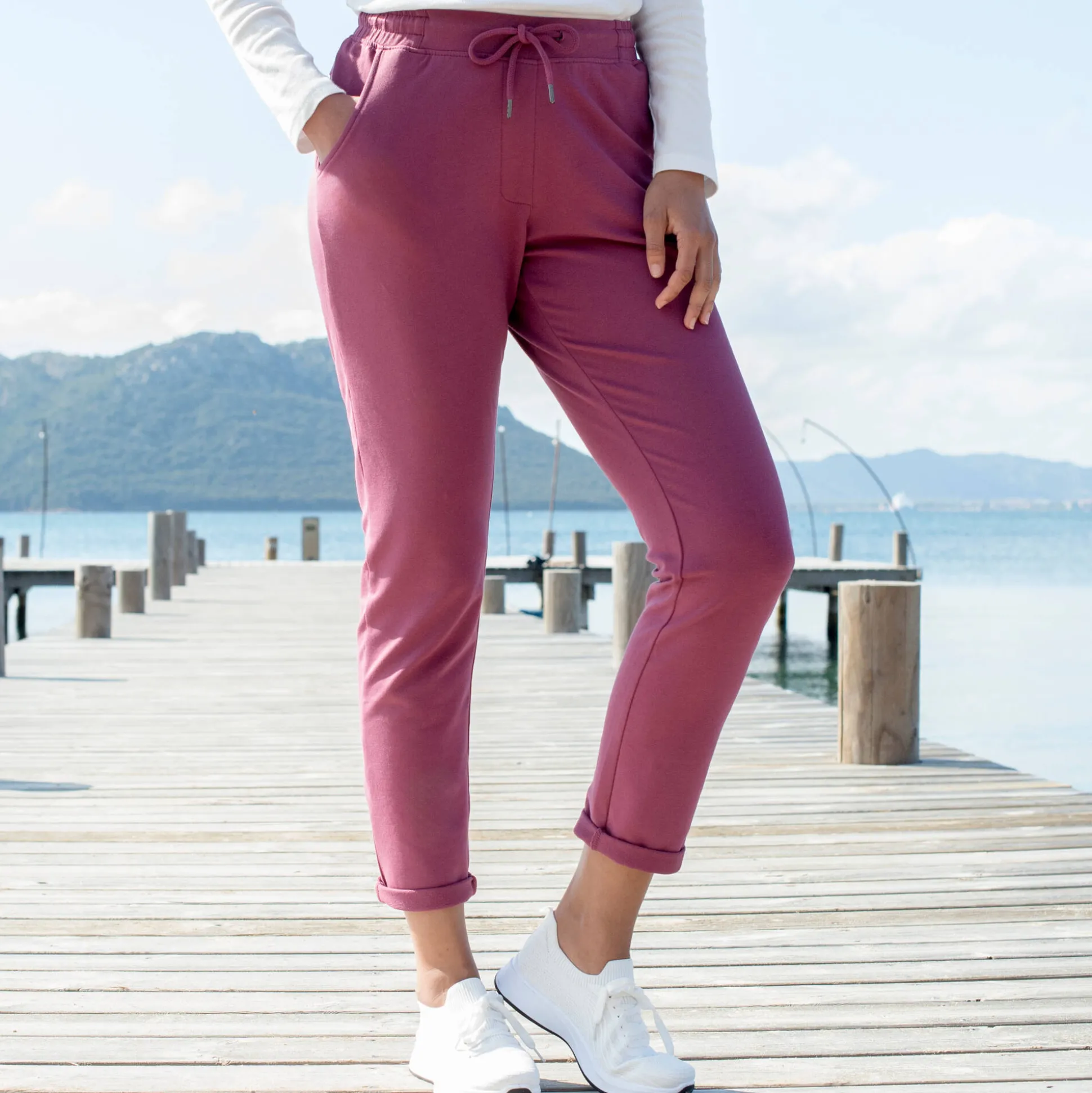 Joggpant in molton met elastische taille