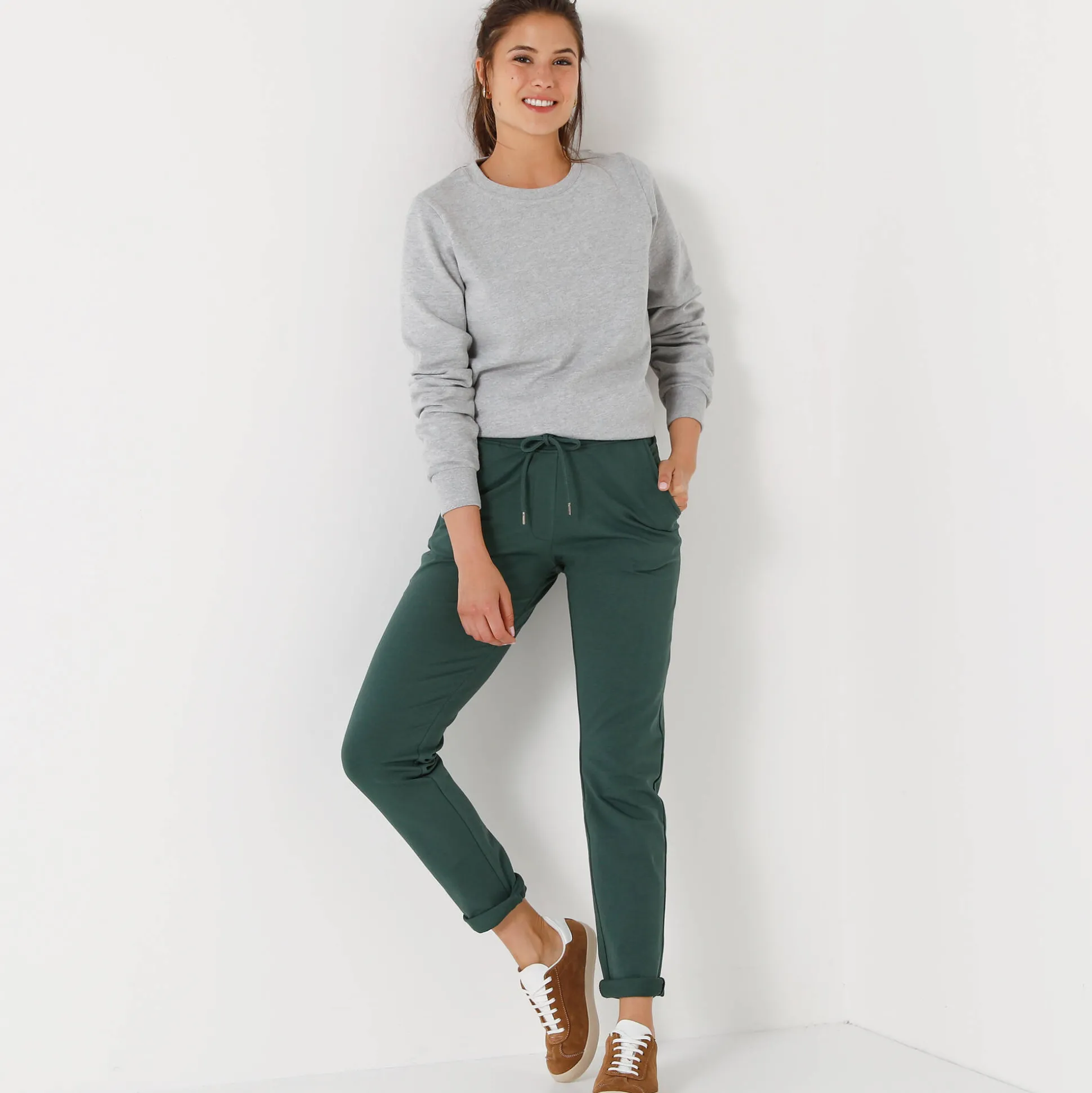 Joggpant in molton met elastische taille
