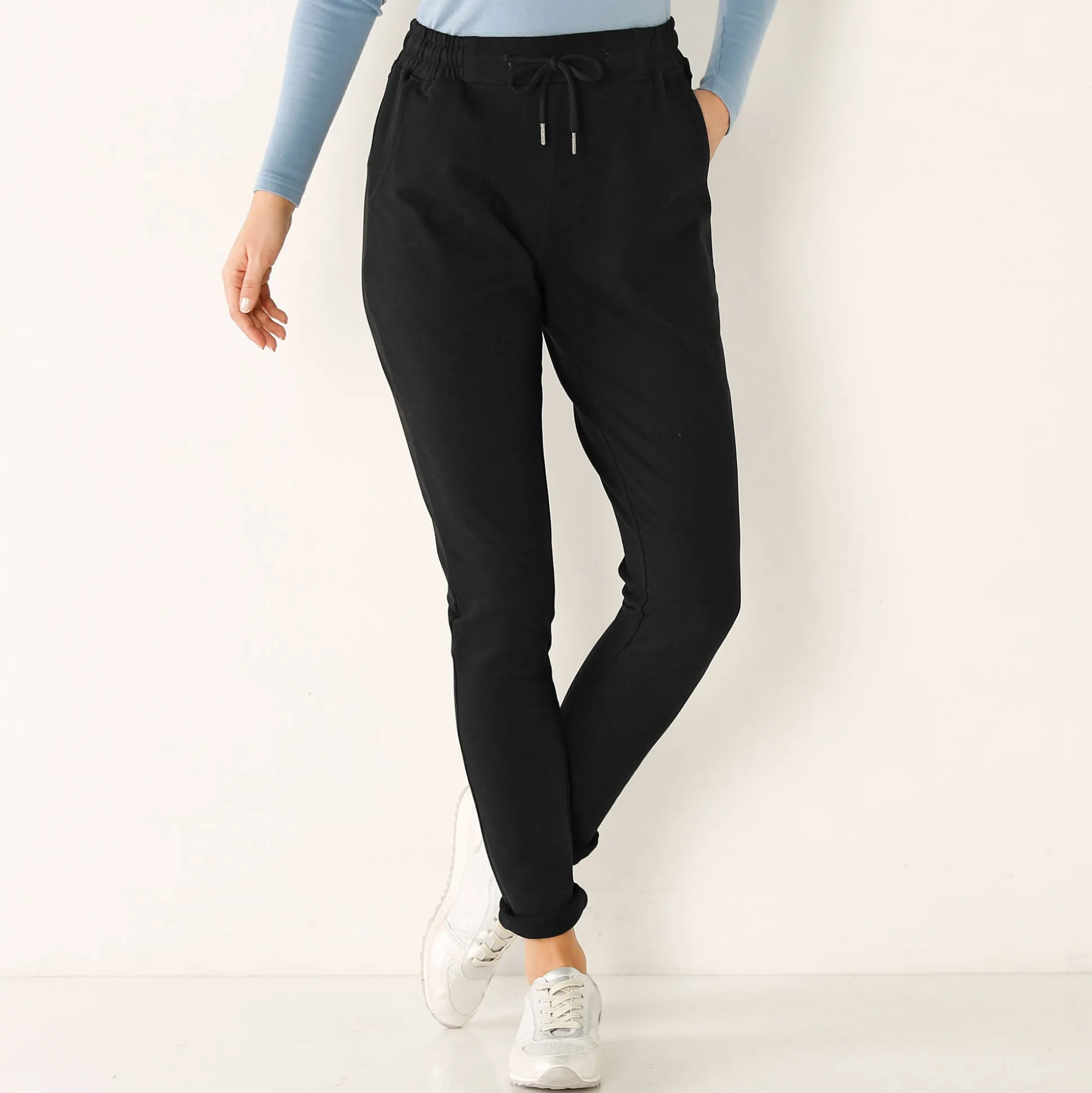 Joggpant in molton met elastische taille