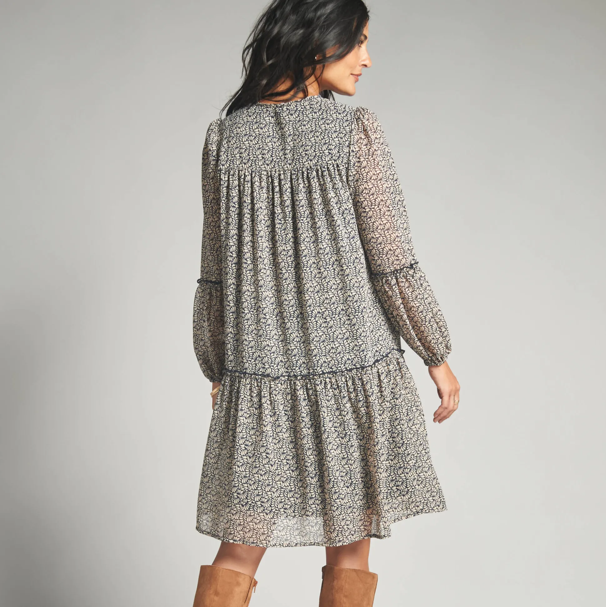 Jurk in bedrukte voile