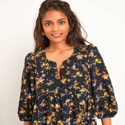 Jurk met bloezende mouwen, bloemenprint