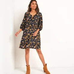 Jurk met bloezende mouwen, bloemenprint