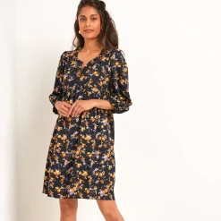 Jurk met bloezende mouwen, bloemenprint