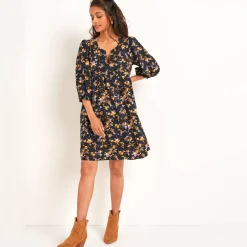 Jurk met bloezende mouwen, bloemenprint