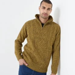 Kabeltrui in Iers tricot met truckerskraag
