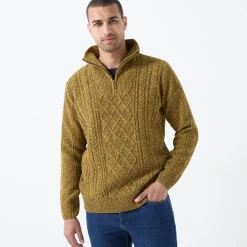 Kabeltrui in Iers tricot met truckerskraag