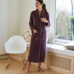 Kamerjas in fleecetricot met sjaalkraag - 120 cm lang