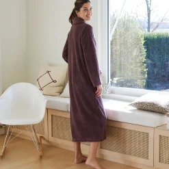 Kamerjas in fleecetricot met sjaalkraag - 120 cm lang