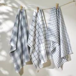Katoenen droogdoek met ingeweven ruiten - set van 3
