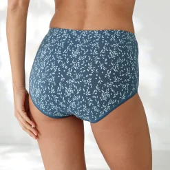 Katoenen maxislip in effen blauw met paardenbloemprint - set van 7