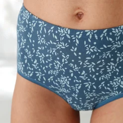 Katoenen maxislip in effen blauw met paardenbloemprint - set van 7
