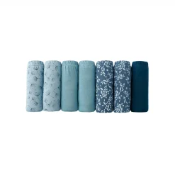 Katoenen maxislip in effen blauw met paardenbloemprint - set van 7
