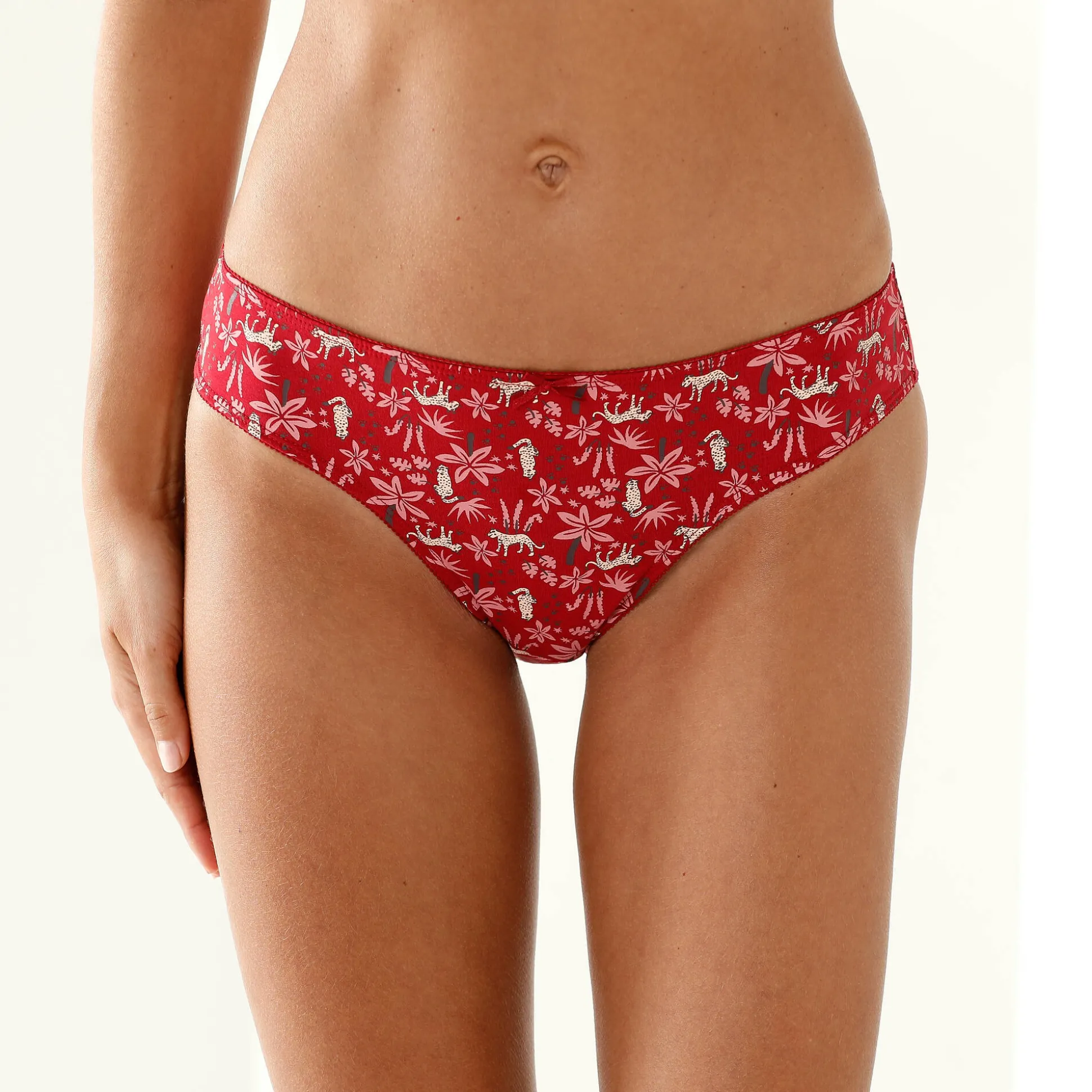 Katoenen midislip met "panter" print - Set van 4