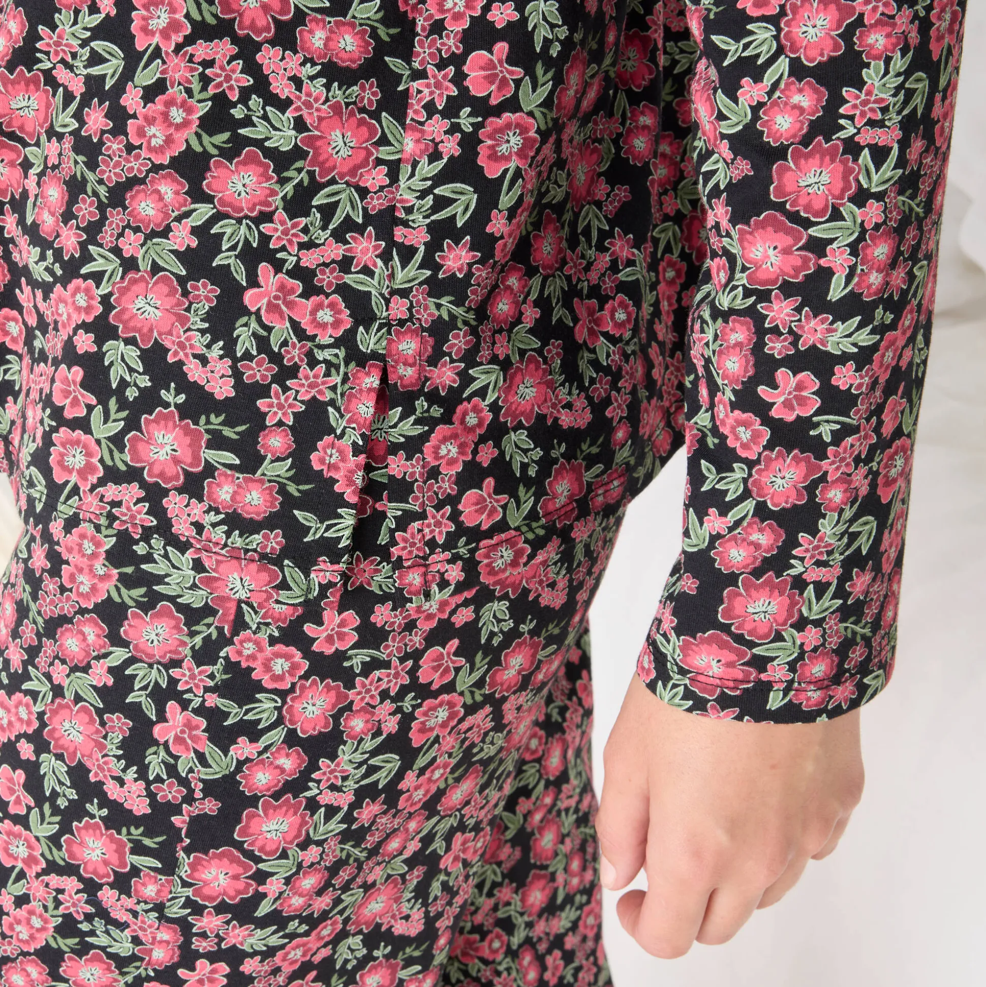 Katoenen pyjama met lange mouwen, bloemetjes en reverskraag