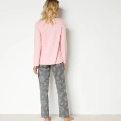 Katoenen pyjama met lange mouwen en rozenprint