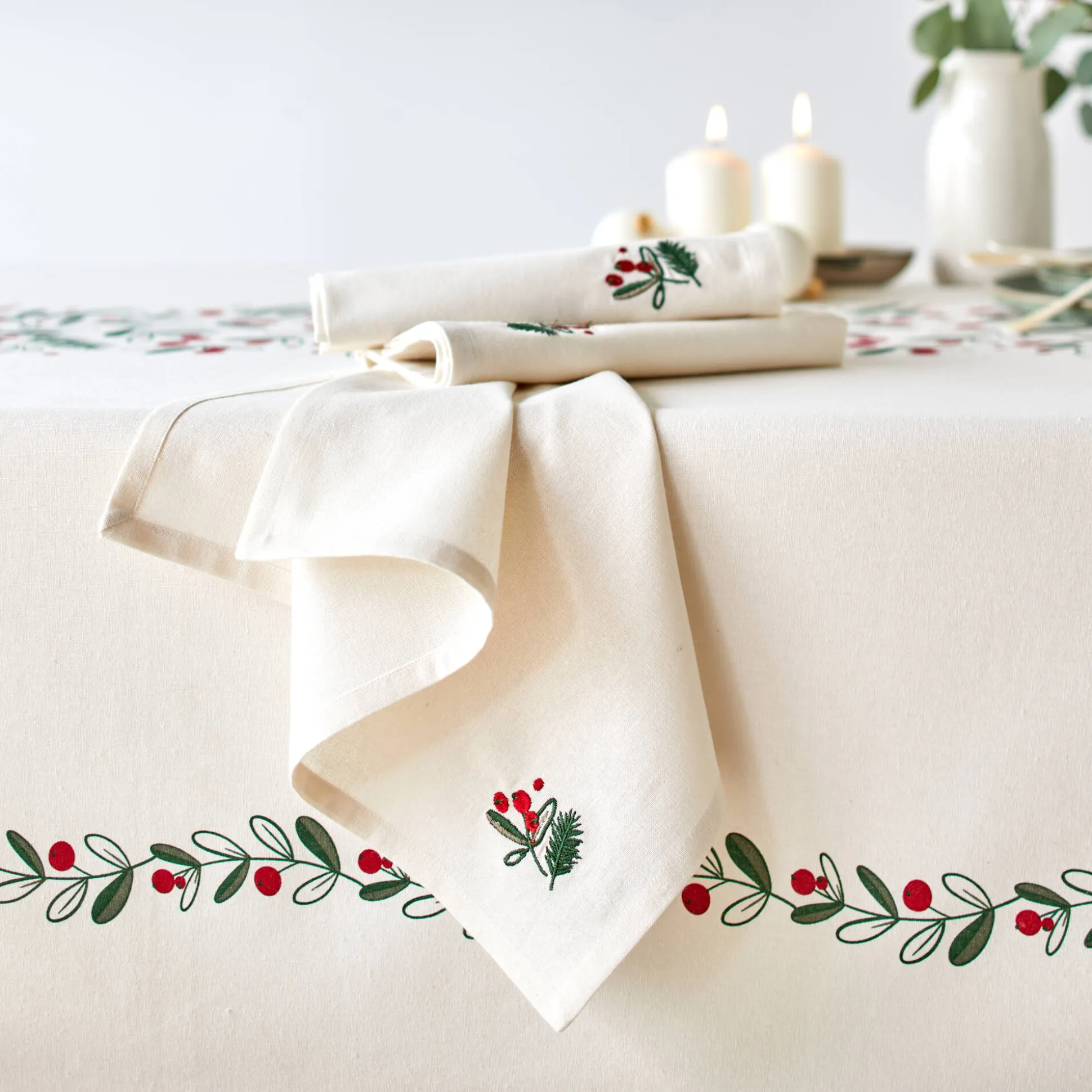 Katoenen servet met borduursel - set van 3