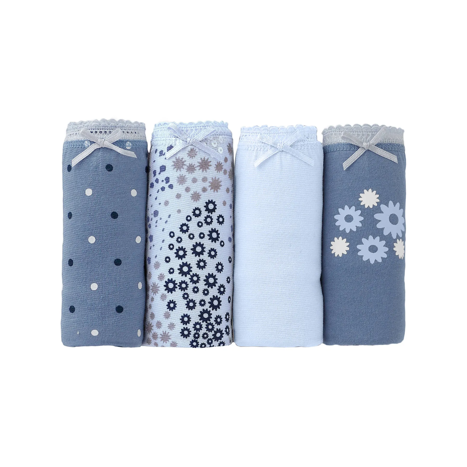 Katoenen shorty met geassorteerde bloemetjesmotieven - Set van 4