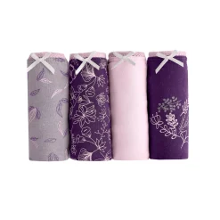 Katoenen shorty met geassorteerde bloemenmotieven - Set van 4