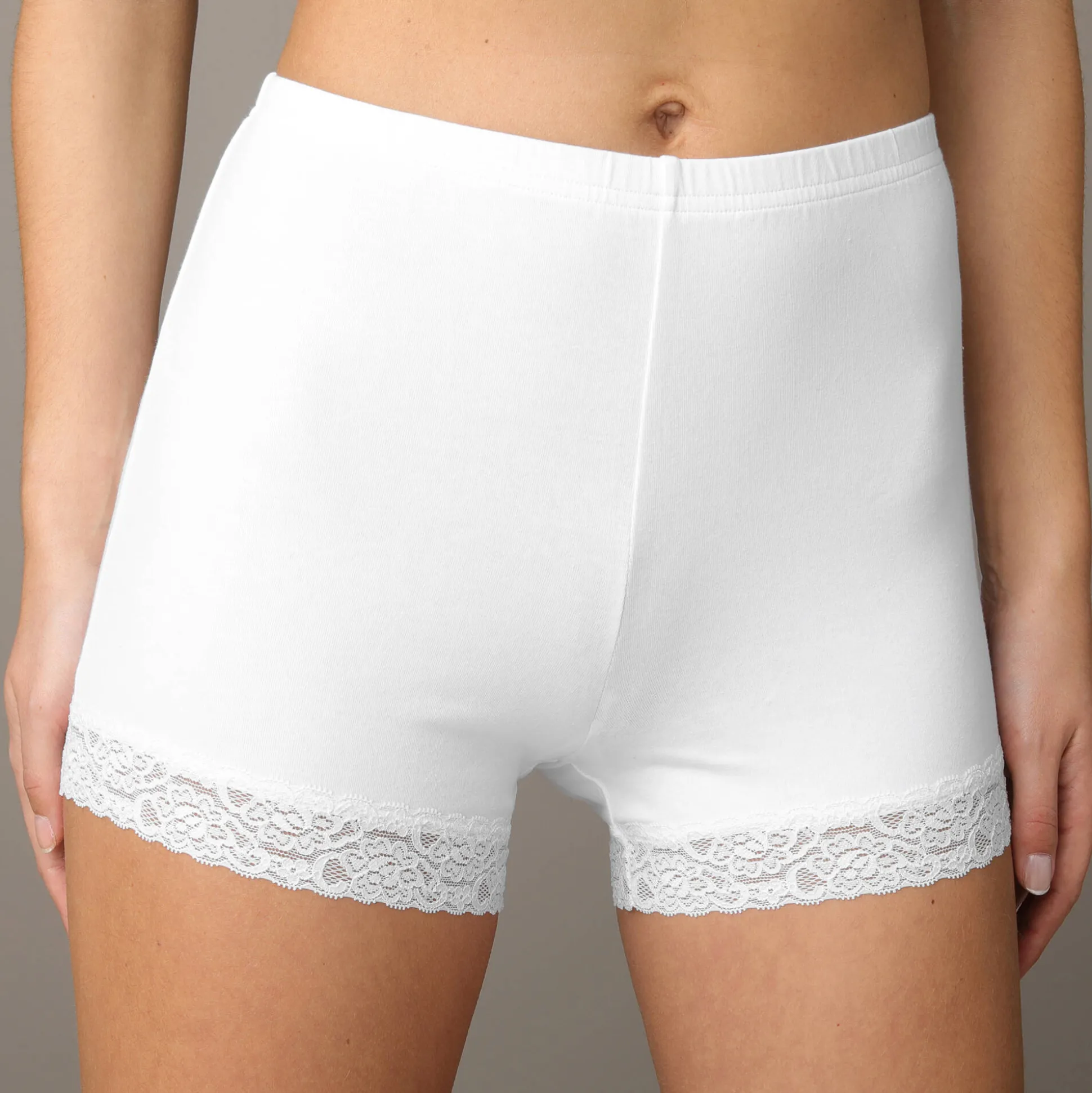Katoenen shorty met kant - set van 2