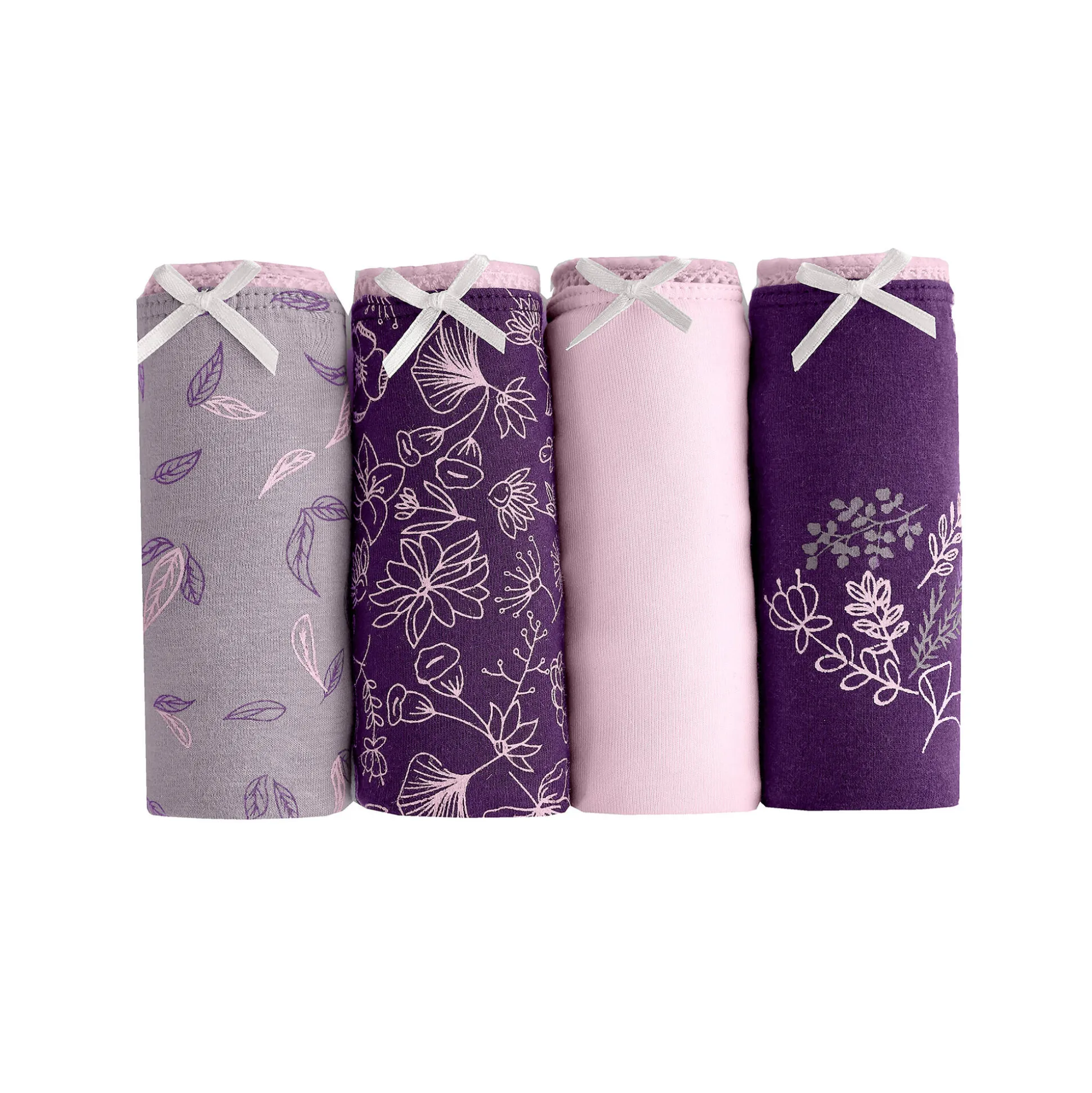 Katoenen slip met geassorteerde bloemenmotieven - Set van 4