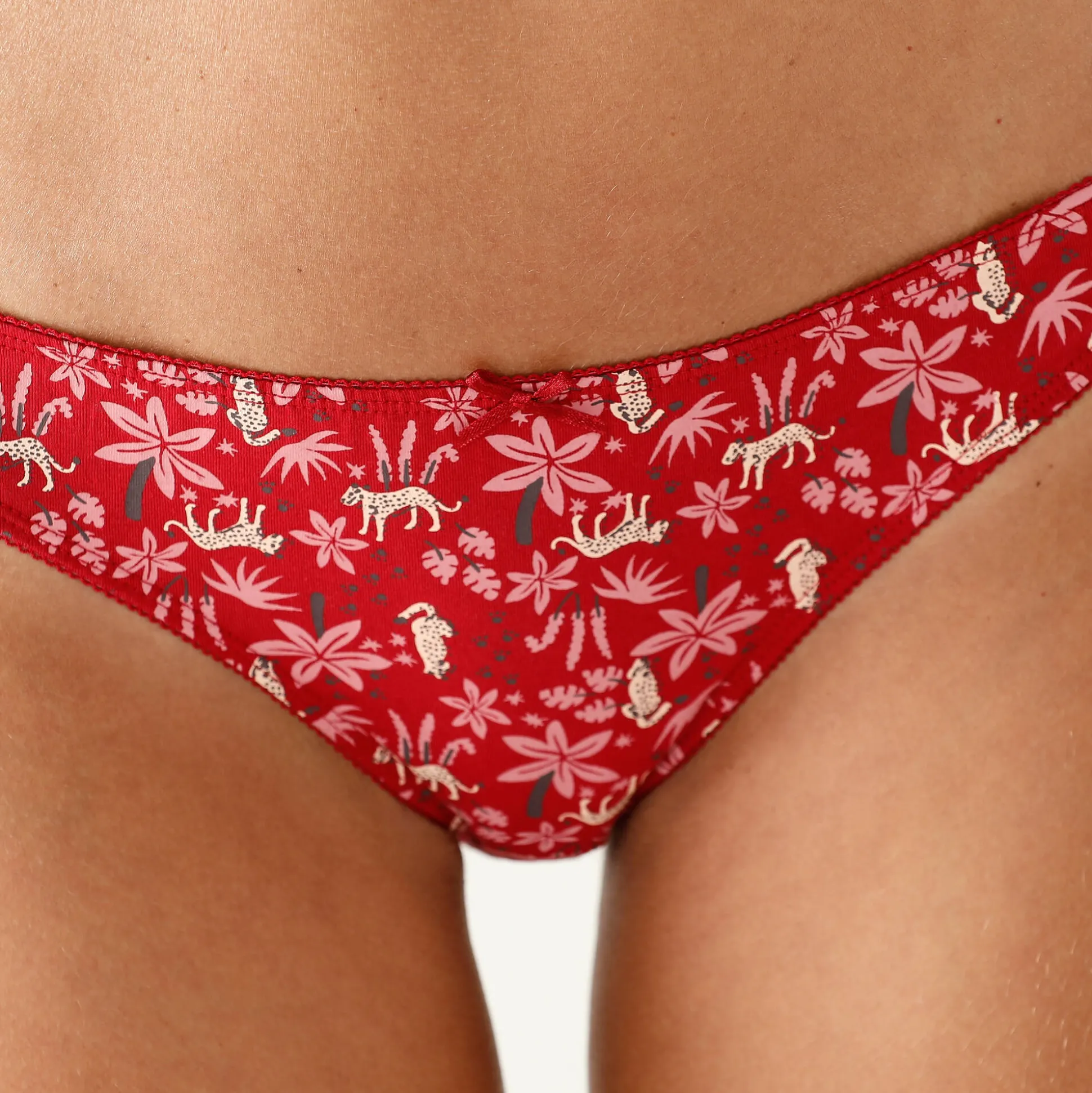 Katoenen slip met "panter" print - Set van 4