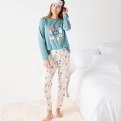 Kerstkrans pyjama + bijpassend slaapmasker