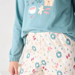 Kerstkrans pyjama + bijpassend slaapmasker