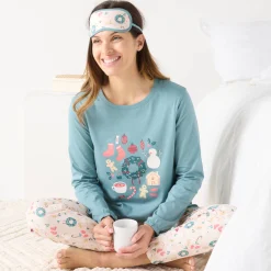 Kerstkrans pyjama + bijpassend slaapmasker