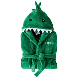 Kinderbadjas met capuchon, personaliseerbaar, dinosaurus, microvezel.
