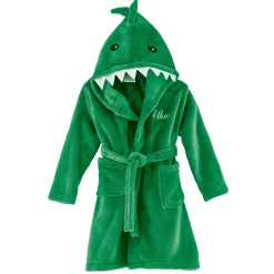 Kinderbadjas met capuchon, personaliseerbaar, dinosaurus, microvezel.