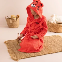 Kinderbadjas met tijgermotief en kap, personaliseerbaar