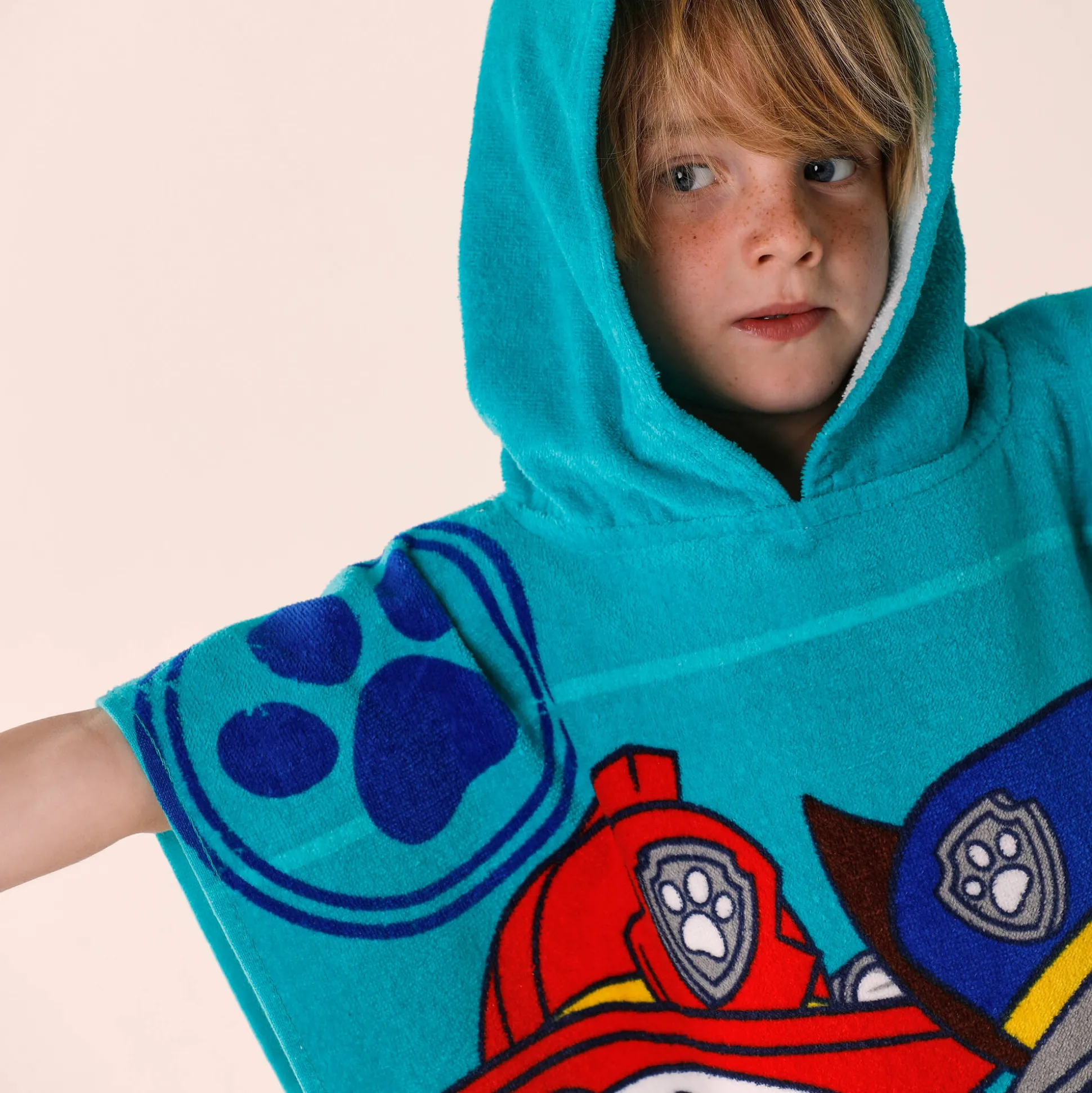 Kinderbadponcho Paw Patrol®, katoenen badstof en velours - 320g/m2