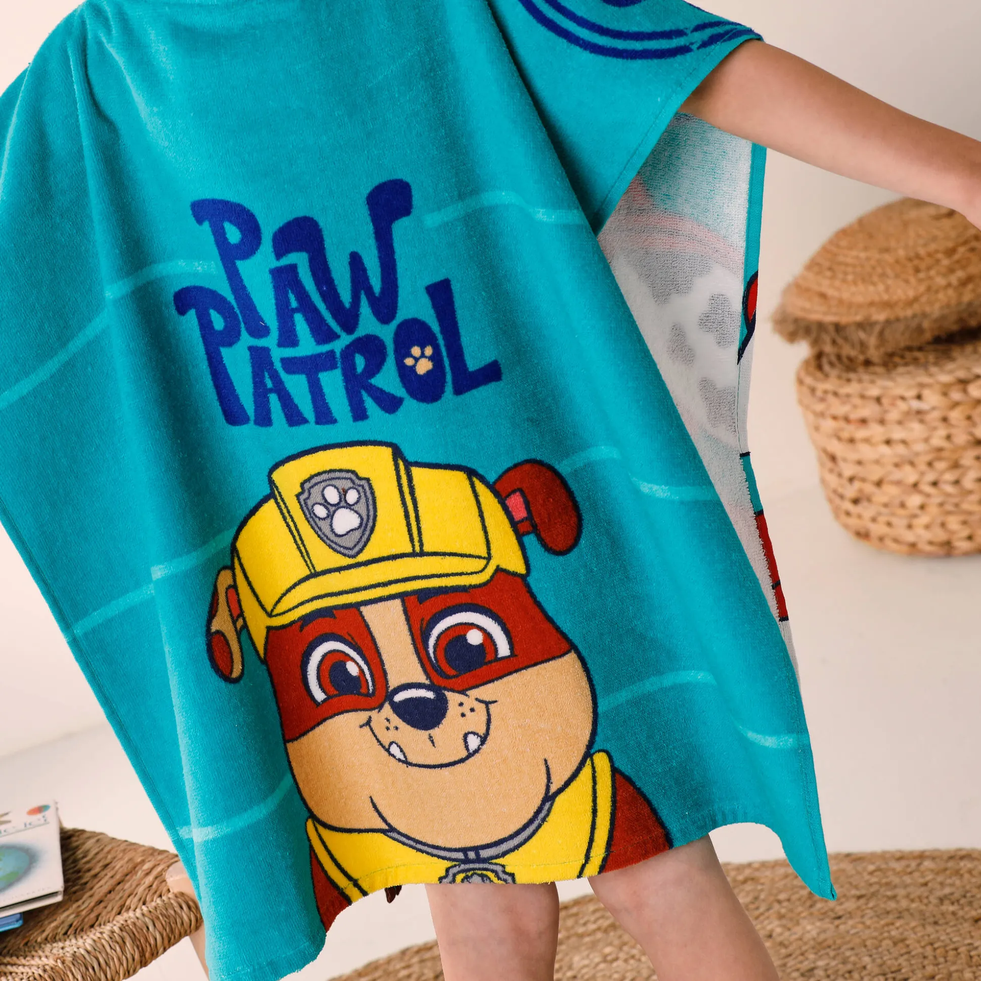 Kinderbadponcho Paw Patrol®, katoenen badstof en velours - 320g/m2