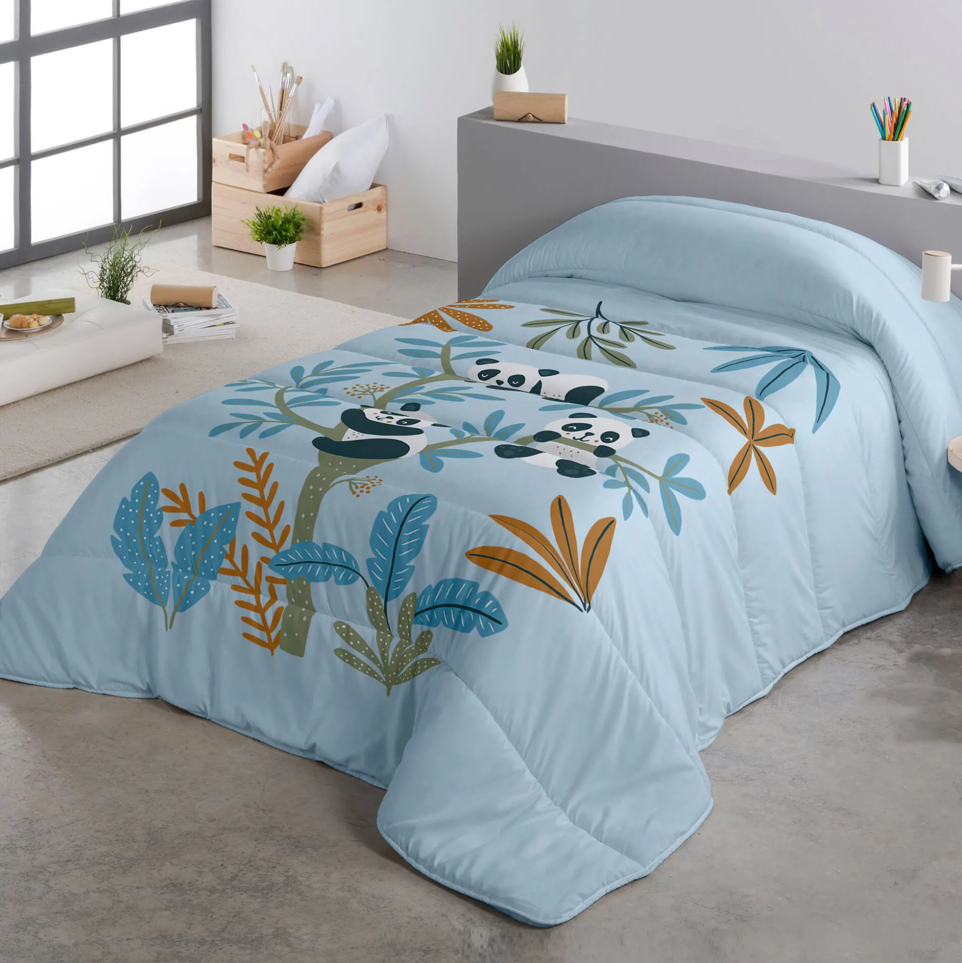 Kinderdekbed in microvezel met panda's 200 g/m²